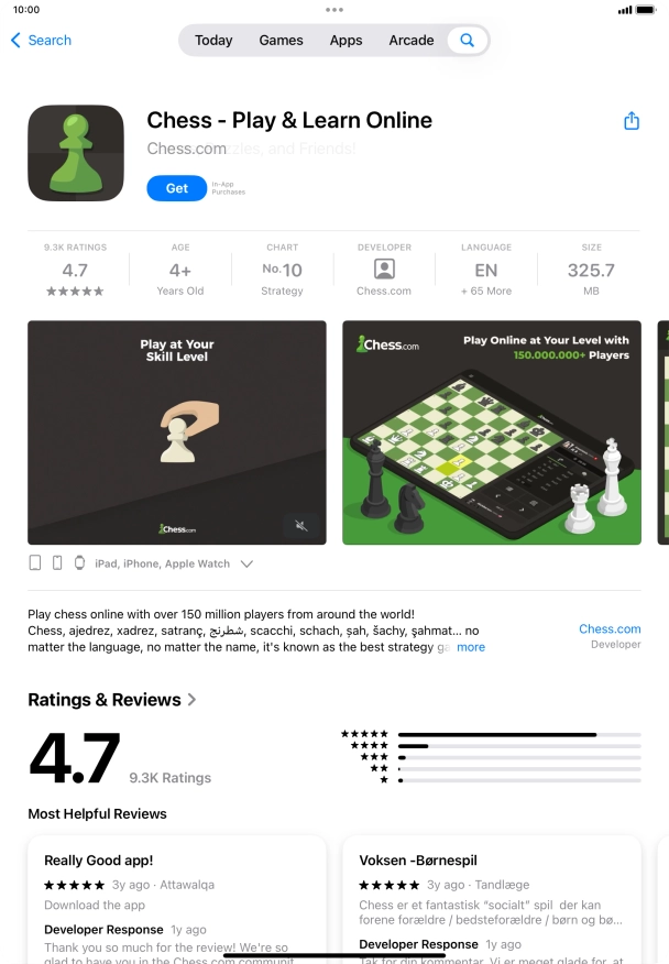 Press Get and follow the instructions on the screen to install the app.