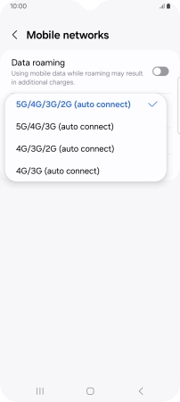 Press the required network mode.