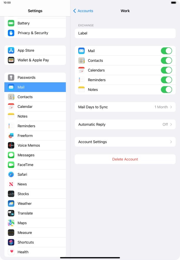 Press Delete Account.