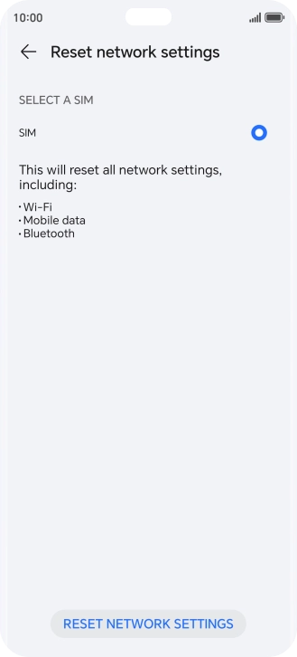 Press RESET NETWORK SETTINGS. Press RESET NETWORK SETTINGS.
