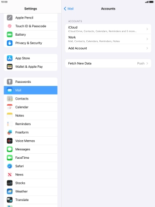 Press the name of the Exchange email account you've just set up.