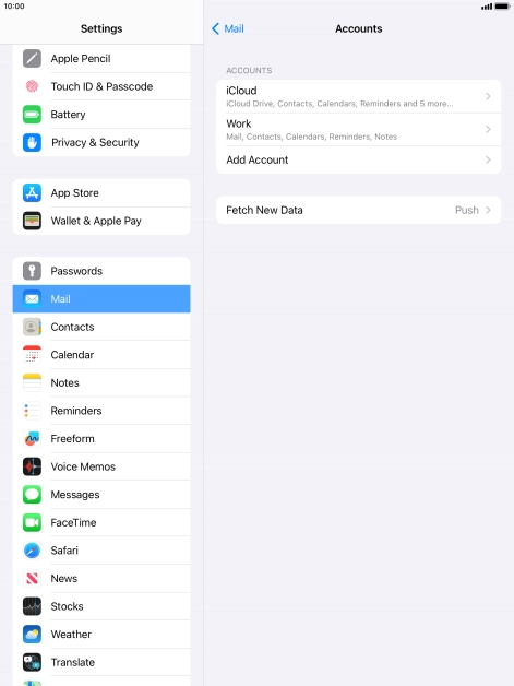 Press the name of the Exchange email account you've just set up. Press the name of the Exchange email account you've just set up.
