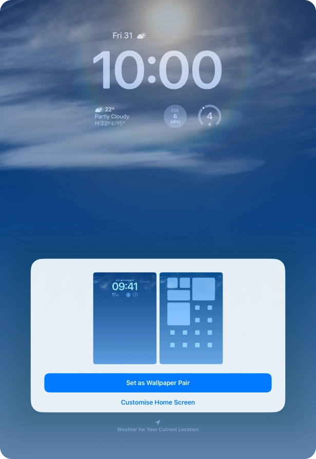 To use the same colour theme on the home screen, press Set as Wallpaper Pair.