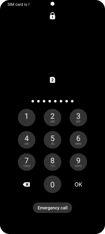 Key in the PUK and press OK.