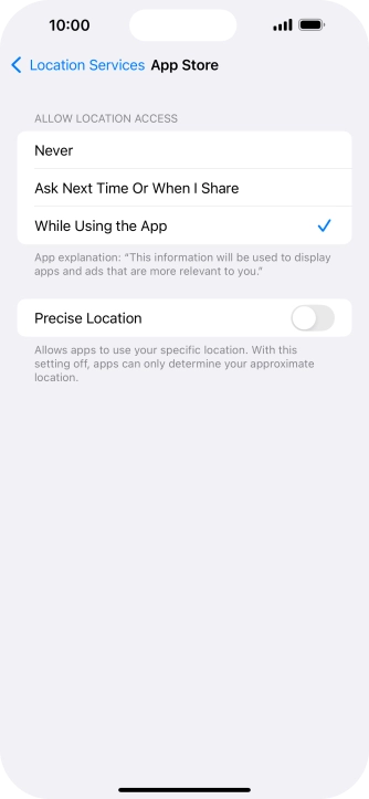 Press the required setting to turn the function on or off.