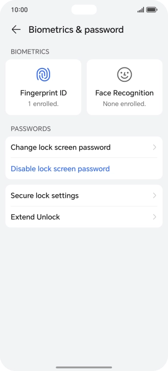 Press Disable lock screen password and key in the additional phone lock code you created earlier.