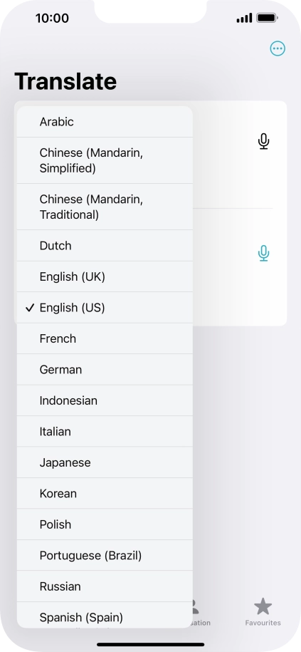 Press the required source language. Press the required source language.
