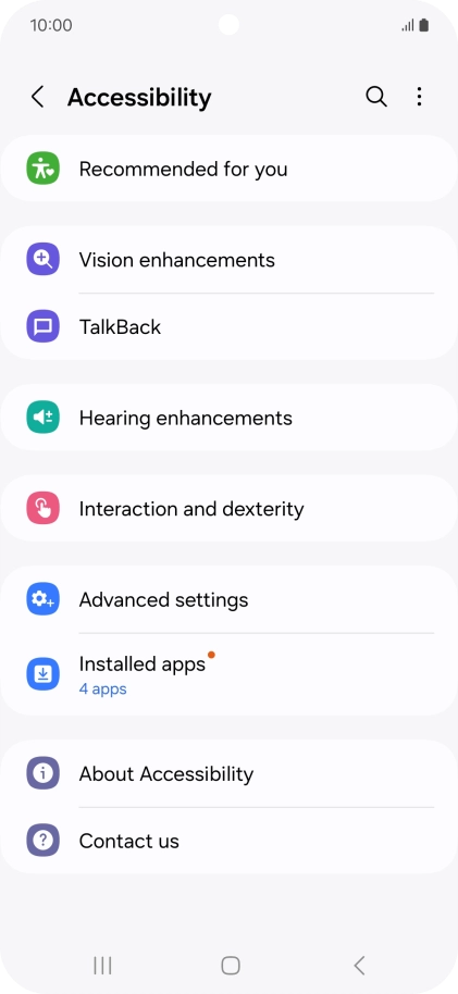 Press Vision enhancements and follow the instructions on the screen to select the required settings.