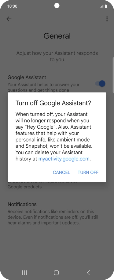 If you turn off the function, press TURN OFF.