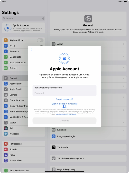Press Password and key in the password for your Apple ID. Press Password and key in the password for your Apple ID.
