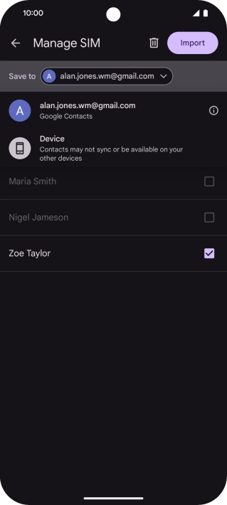 Press the required Google account.