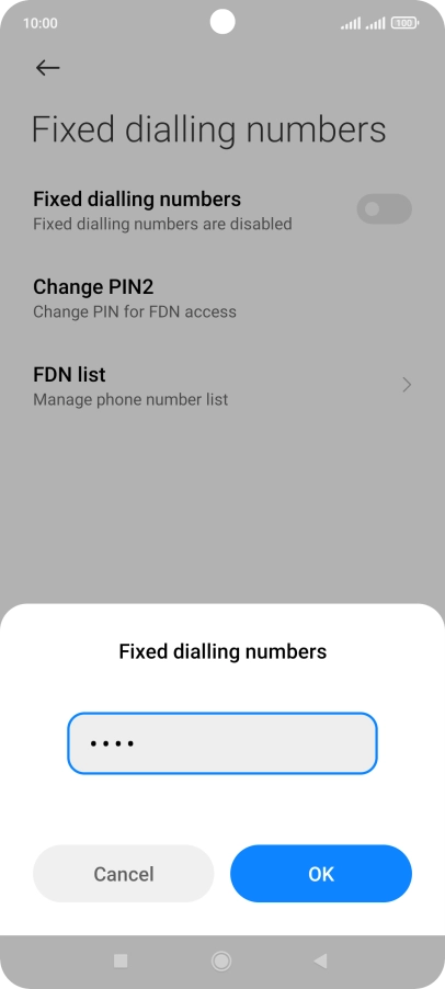 Key in your PIN2 and press OK. The default PIN2 is 1111.