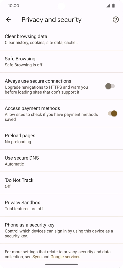 Press Clear browsing data.