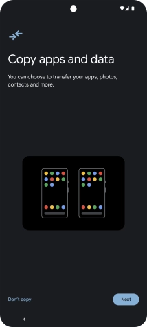When this screen is displayed, your phone is ready to restore content from a Google One backup.