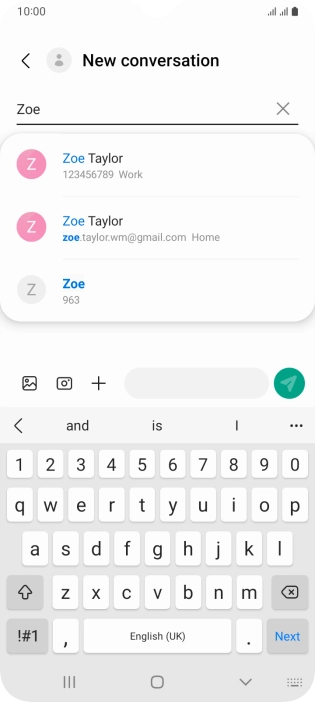 Press the required contact.