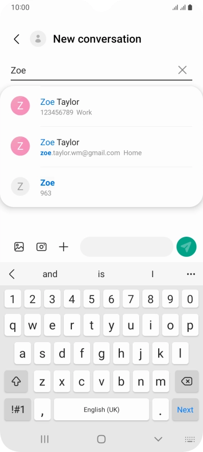 Press the required contact.