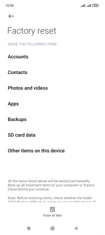 Press Erase all data.