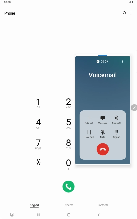 Press the end call icon.