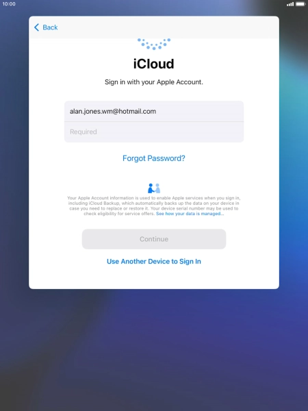 Press Required and key in the password for your Apple ID. Press Required and key in the password for your Apple ID.