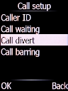 Select Call divert and press the Left selection key.