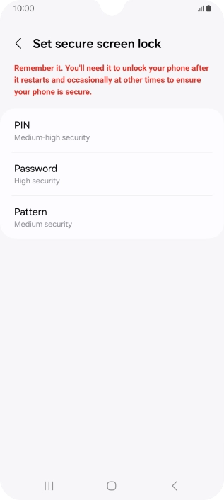 Press the required phone lock code and follow the instructions on the screen to create an additional phone lock code.