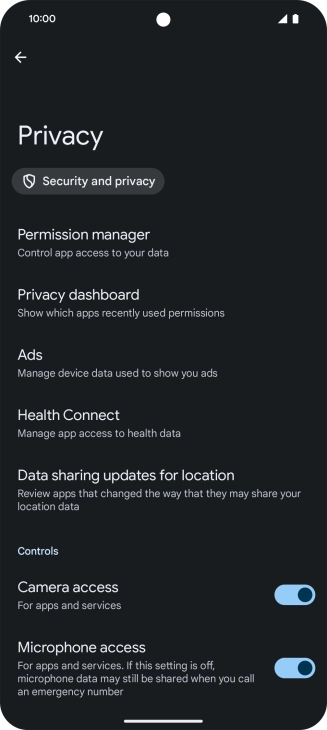 Press Permission manager.