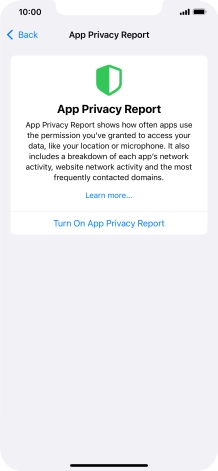 Press Turn On App Privacy Report to turn on the function.