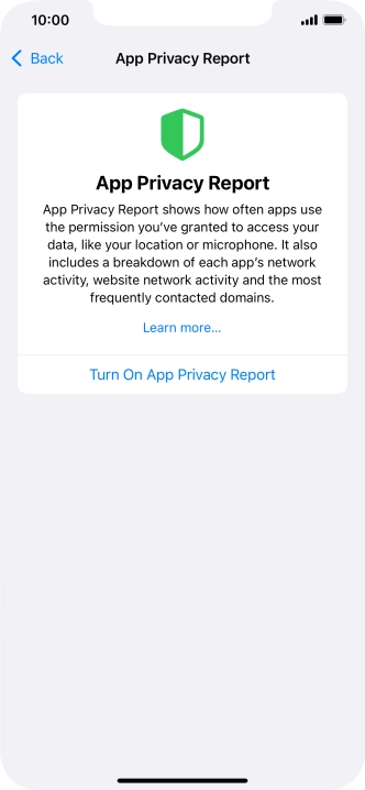 Press Turn On App Privacy Report to turn on the function.