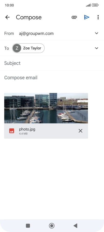 Press Subject and write the subject of your email message.