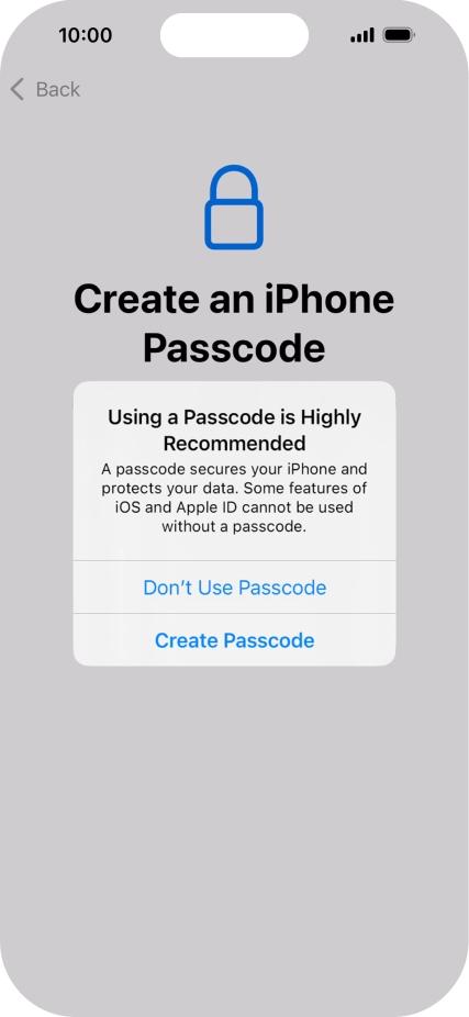 If you turn off the function, press Don't Use Passcode. If you turn off the function, press Don't Use Passcode.