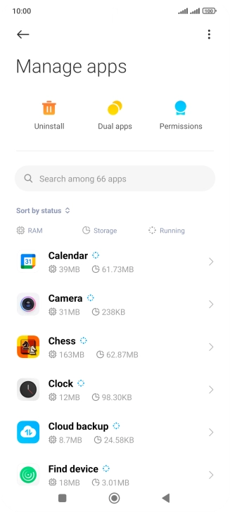 Press the required app.