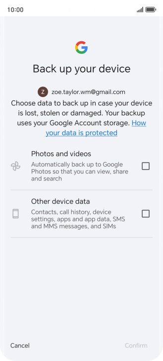 Press the fields next to the required data types to select them.