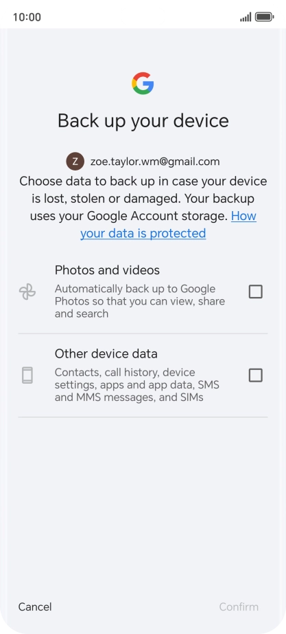 Press the fields next to the required data types to select them.