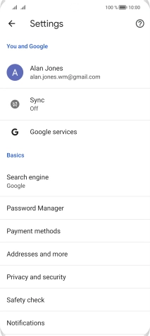 Press Privacy and security.