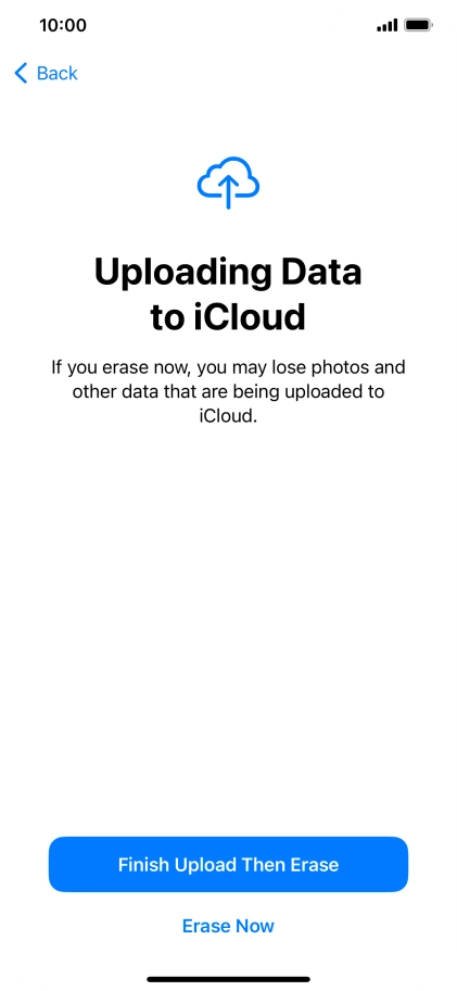 Press the required setting.