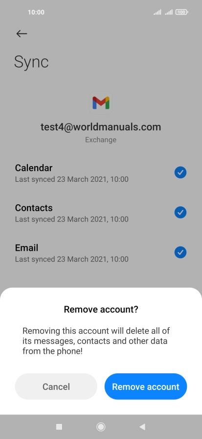 Press Remove account.