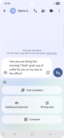 To check your text for grammatical and spelling errors, press Spelling and grammar and follow the instructions on the screen to use the function.