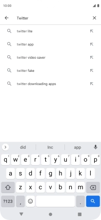 Key in Twitter and press the search icon.