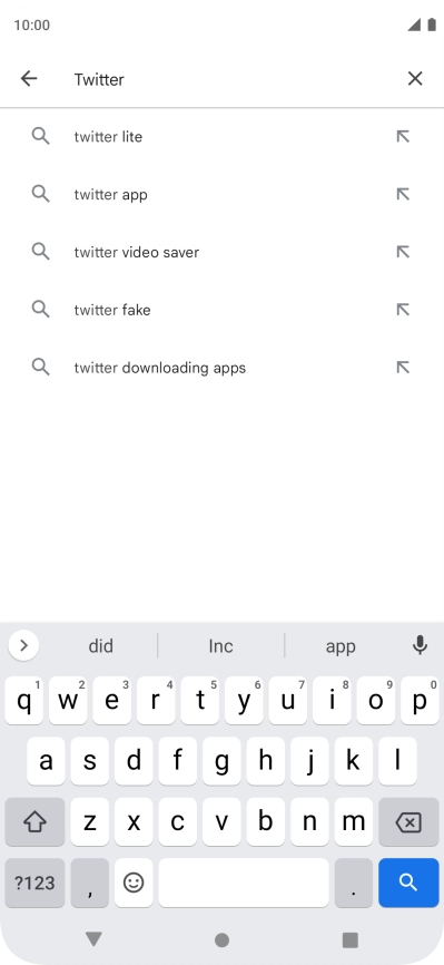 Key in Twitter and press the search icon.