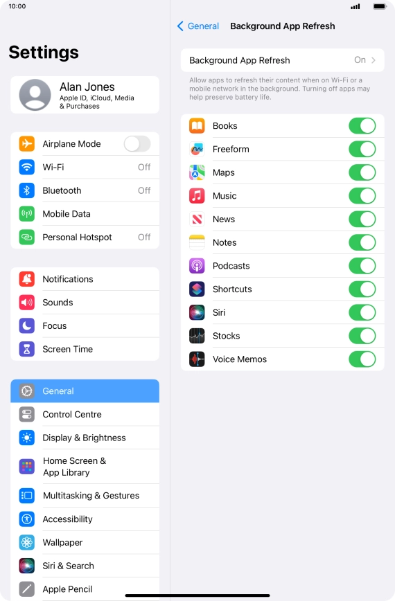 Press Background App Refresh. Press Background App Refresh.