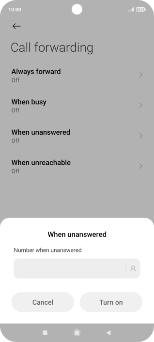 Key in +447836121121 and press Turn on.