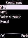 Select SMS and press the Left selection key.