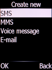 Select SMS and press the Left selection key.