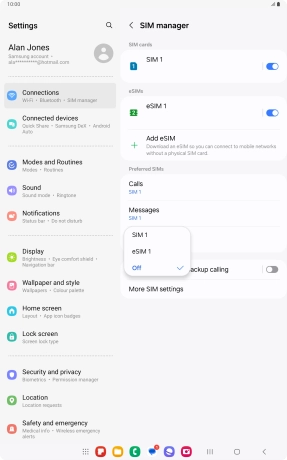 Press the required setting. Press the required setting.