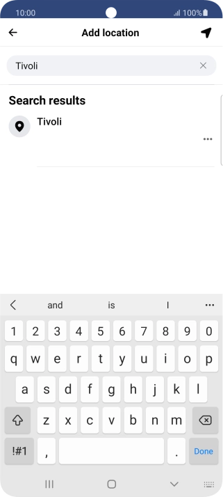 Press the required location.
