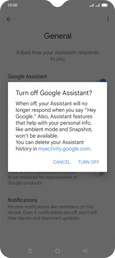 If you turn off the function, press TURN OFF.