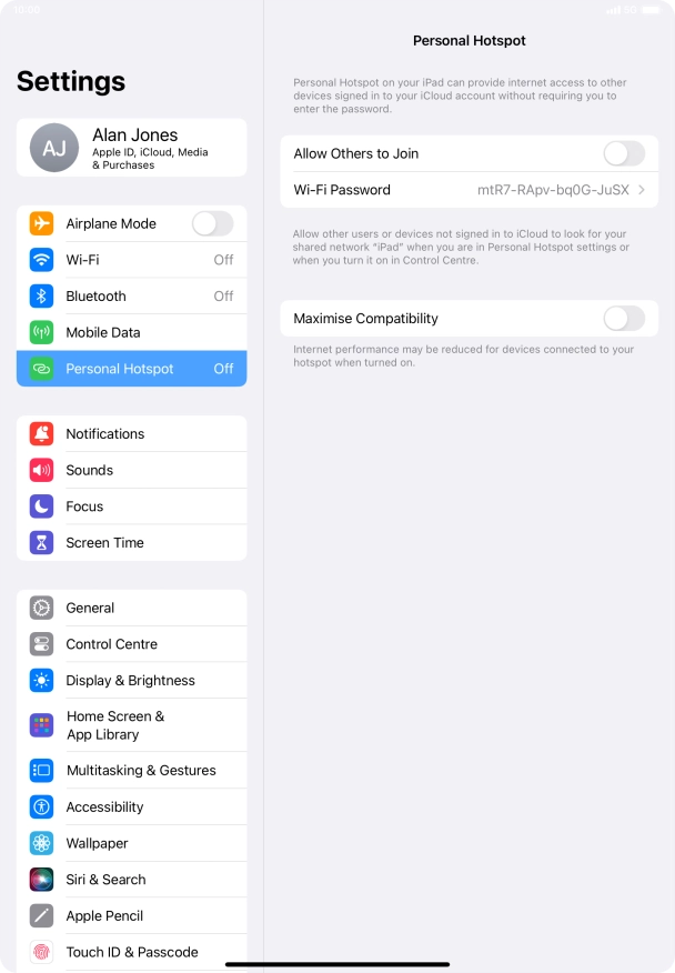 Press Wi-Fi Password and key in the required password.
