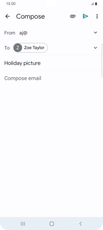 Press the text input field and write the text for your email message.