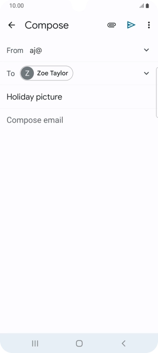 Press the text input field and write the text for your email message.