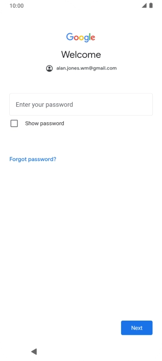 Press Enter your password and key in the password for your Google account.